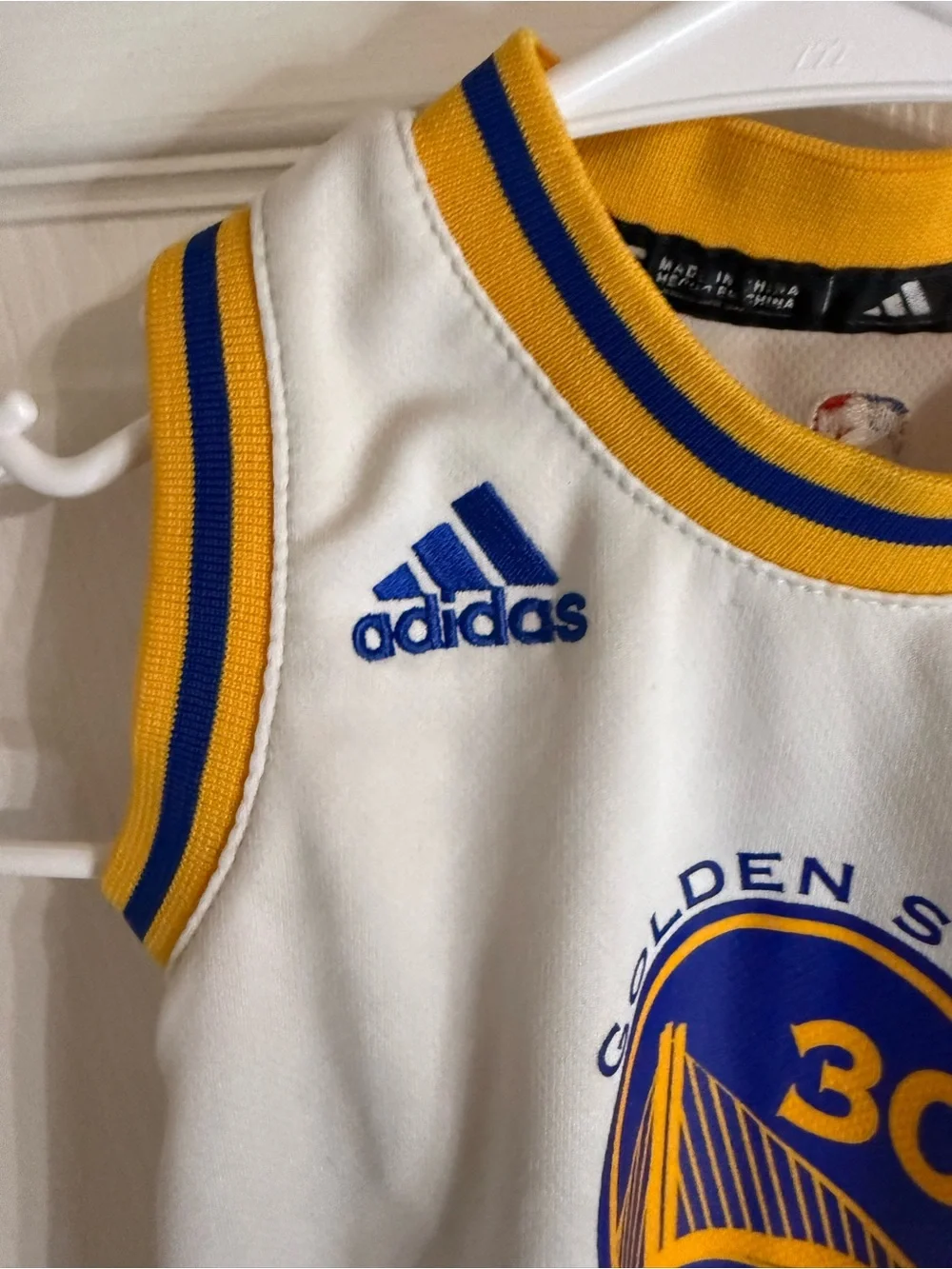 Adidas Stephen Curry Golden State Warriors Jersey Romper Onesie 12M White